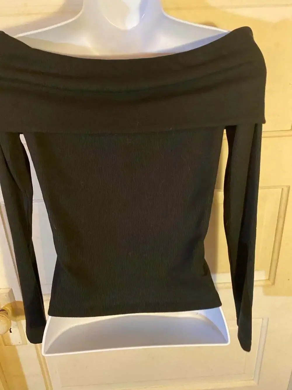 Art Class Girls Black Ribbed Off-the-Shoulder Long Sleeve Top